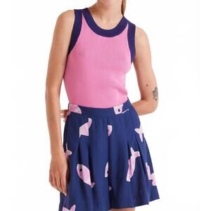 NEW COMPANIA FANTASTICA crew neck tank in pink/navy